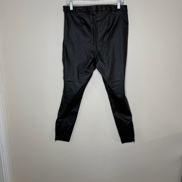 Nine West Faux Leather Black Pants with Side Zippers at Hem. - Picture 8 of 14